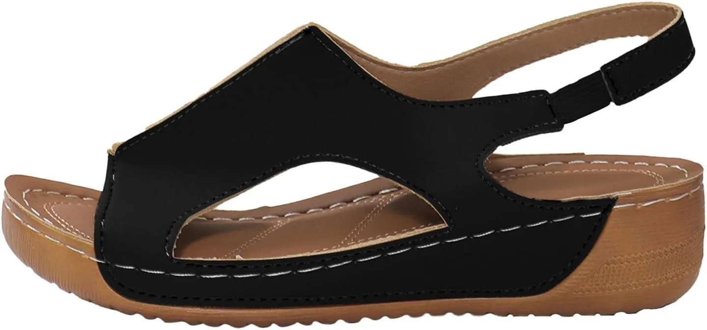 Damping Sole Upgradation Stretch Lightweight Sandals, Women Flat Sandals Orthopedic Arch Support Walking Summer Sandals Shoes