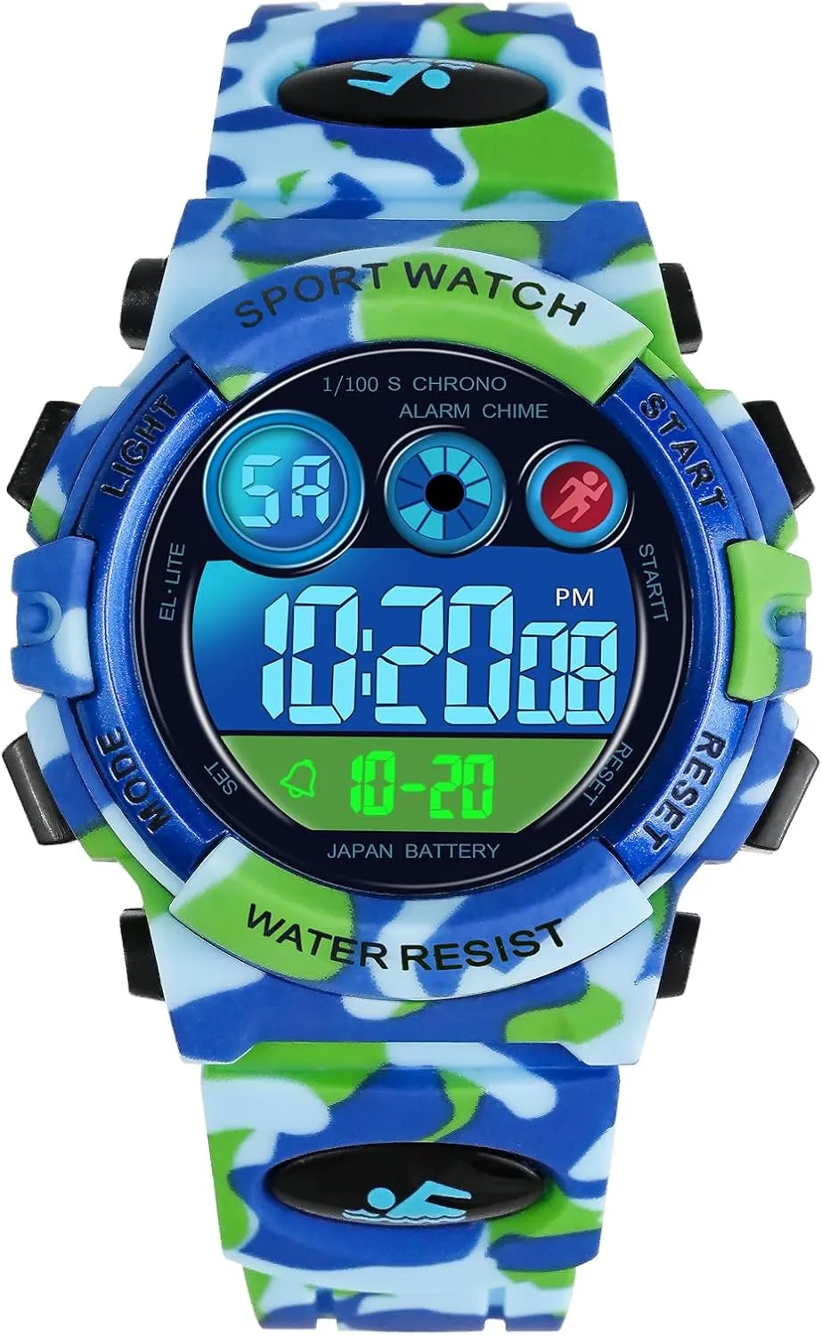 Dayllon Kids Digital Watch,Boys Digital Outdoor Sport Waterproof Watch,with Calendar 12/24H Alarm 7 Colorful Backlight Stopwatch Wristwatch for 3-15 Years Old