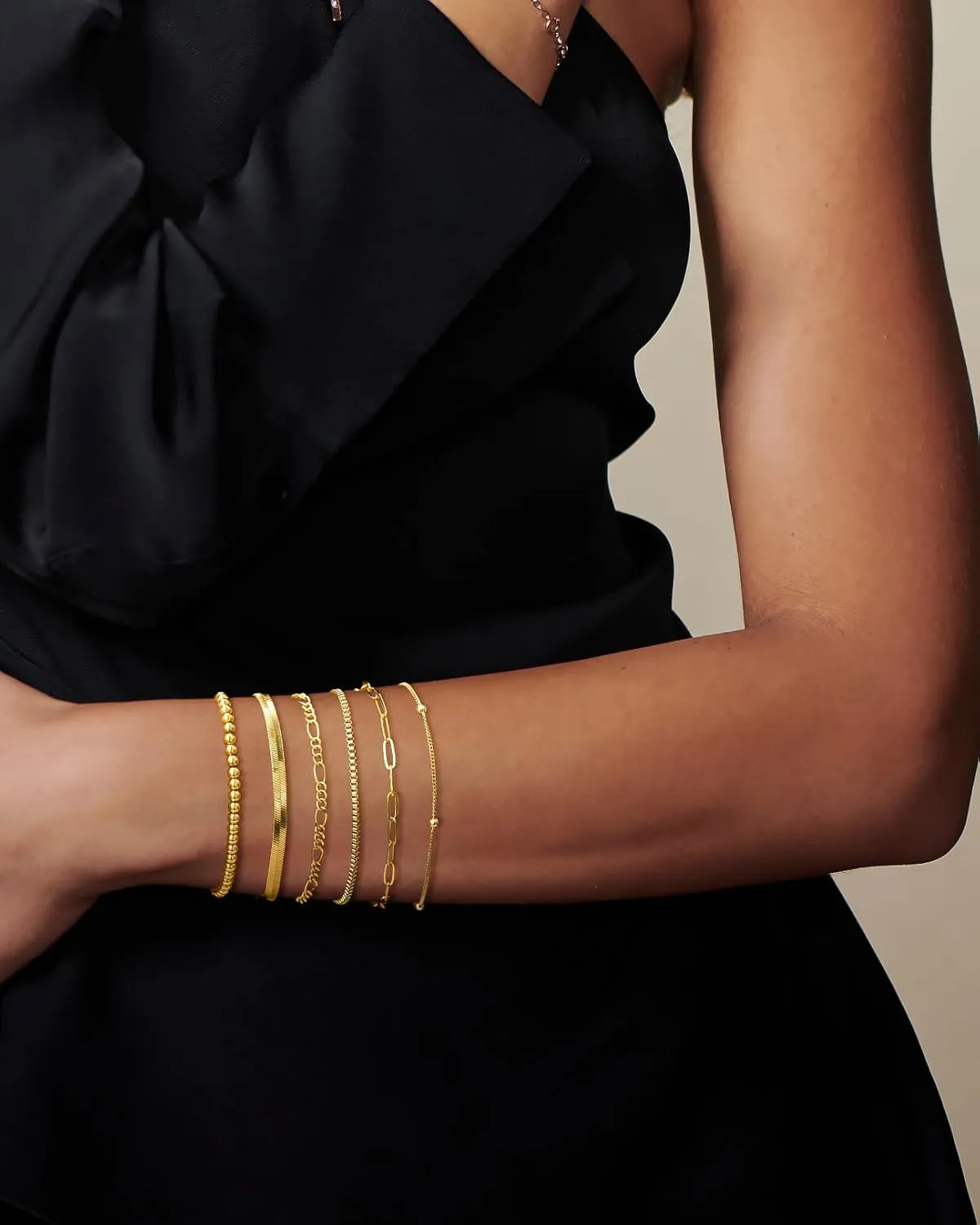 DEARMAY Gold Bracelets for Women Waterproof, 14K Real Gold Jewelry Sets Trendy Thin Dainty Stackable Cuban Link Paperclip Chain Bracelet Pack Fashion Accessories Gifts for Womens