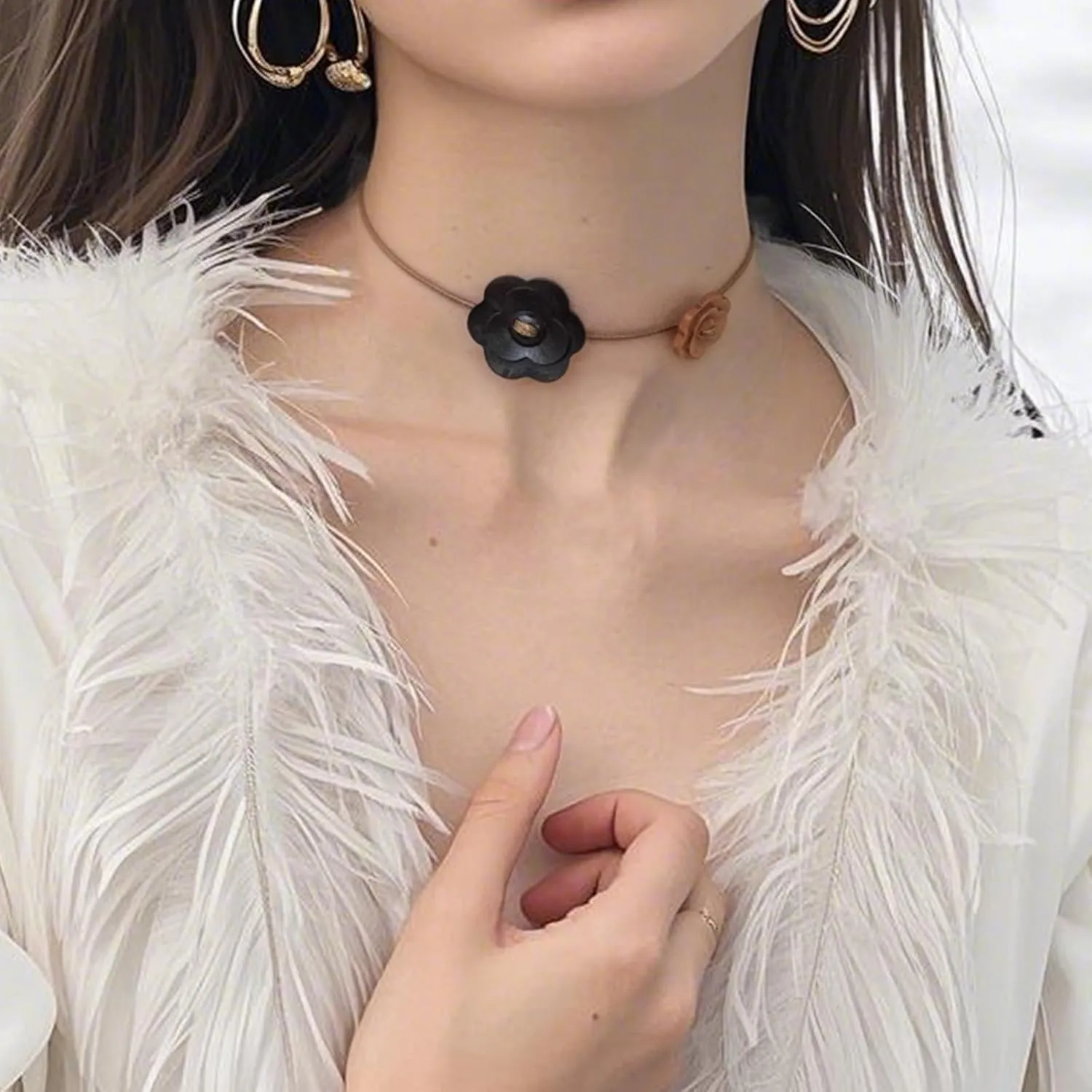 Deep Purple Rose Choker Gothic Rose Vintage Handmade Collarbone Necklace Elegant French Flower Adjustable Charm Chain for Women Wedding Holiday Costume Party Jewelry