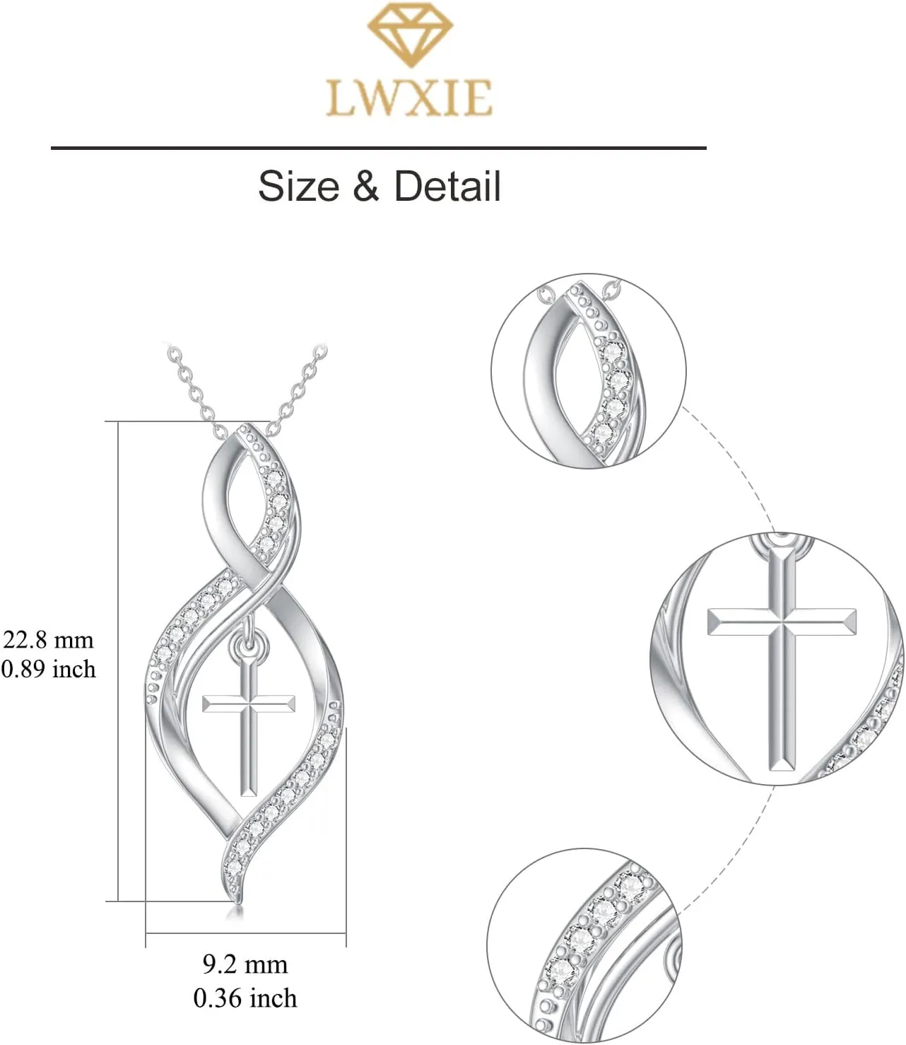 Diamond Cross Necklace for Women 925 Sterling Silver Infinity/Butterfly/Heart/Jerusalem Cross Graduation Friendship Necklace Talisman Diamond Jewelry Pendant for Women