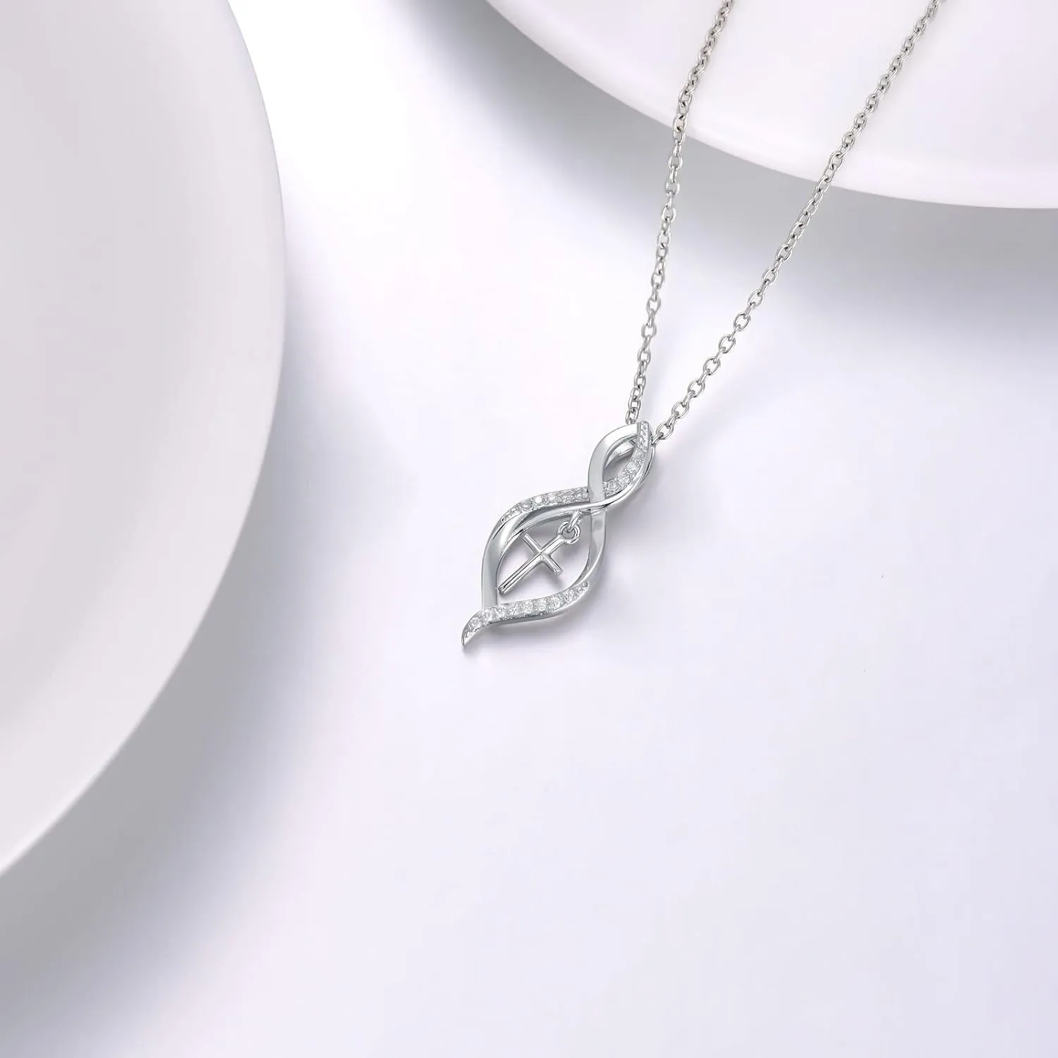 Diamond Cross Necklace for Women 925 Sterling Silver Infinity/Butterfly/Heart/Jerusalem Cross Graduation Friendship Necklace Talisman Diamond Jewelry Pendant for Women
