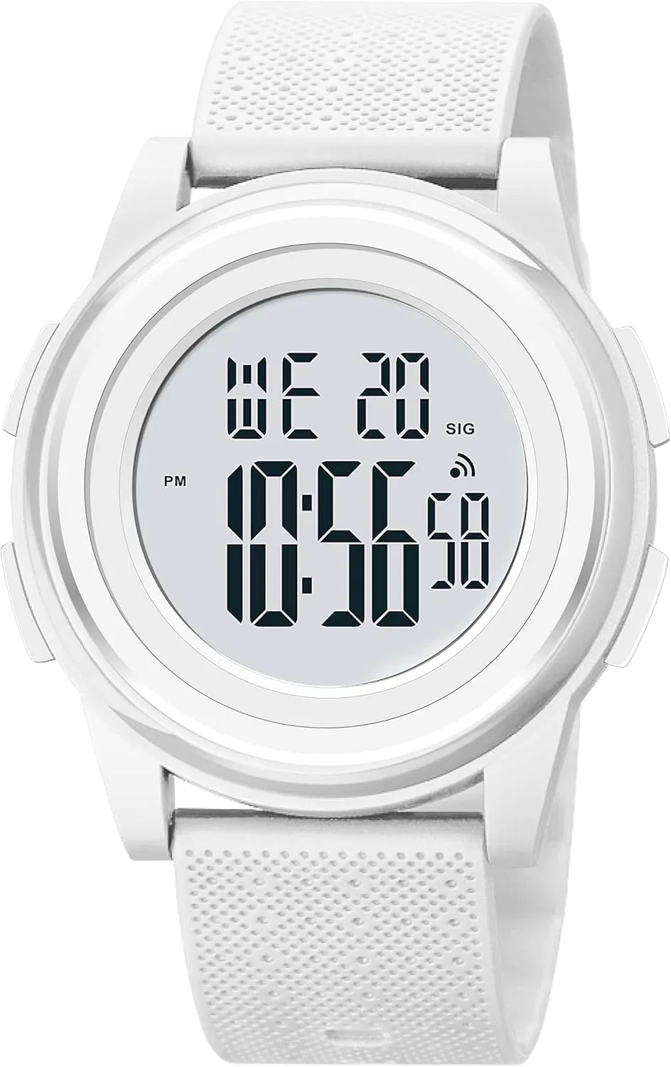 Digital Watches Mens Womens Large Digital Big Simple Ultra-Thin Minimalist Sports Waterproof with Rubber Strap Wrist Watch for Womens Mens White Watch