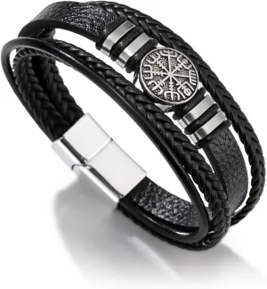 Dreamtimes Viking Vegvisir Pirate Compass Bracelets for Men Norse Symbol Vintage Bracelets The Viking Runic Compass Norse Bracelets Scandinavian Viking Jewelry