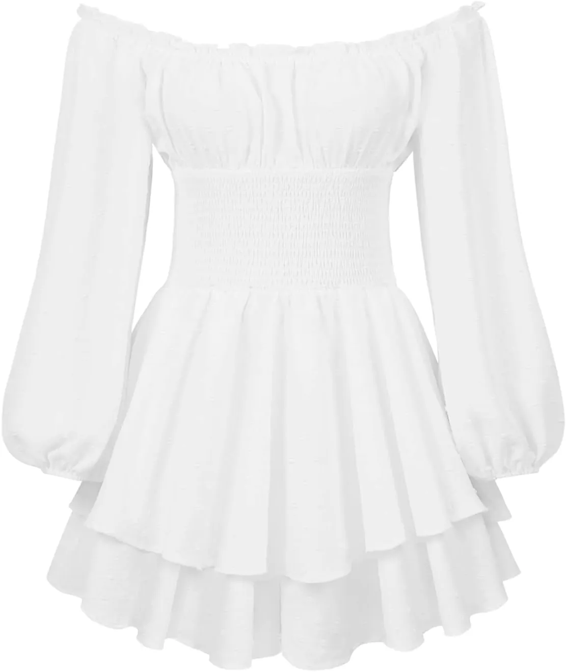 Dress Romper Women Layer Ruffle Short Jumpsuit Off Shoulder Lantern Long Sleeve Flowy Mini Dress Playsuit Y2k Fall