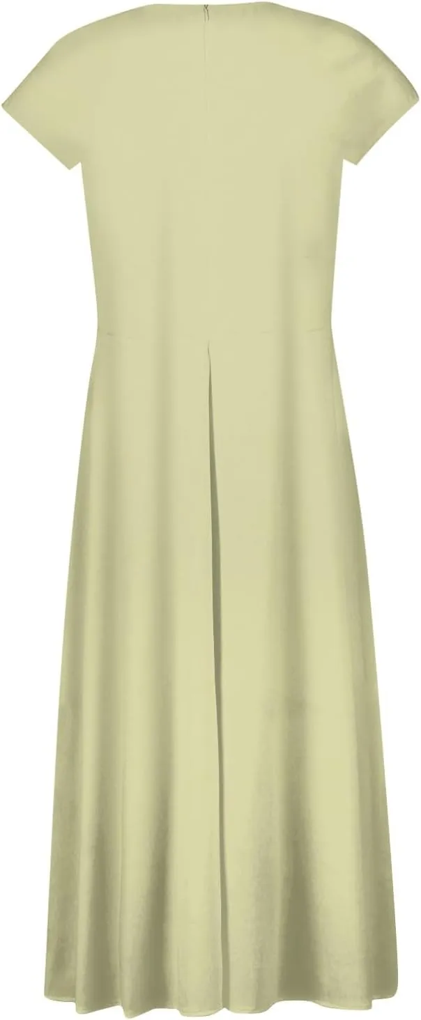 Dresses for Women 2025 Sleeveless Flowy Ruched Maxi Dress Wrap V Neck Floral Print Sundress Trendy Boho Dress