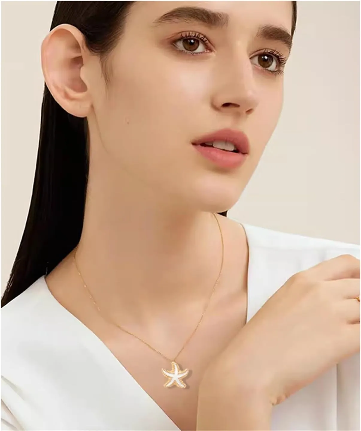 Dreuyet Starfish Necklaces for Women Dainty Alloy Enamel Ocean Starfish Pendant Necklaces Cute Tiny Summer Beach Necklace Jewelry Gifts for Best Friend