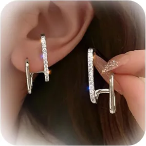 Ear Cuff Earrings for Women Claw Stud Earrings Double Piercing Earrings Geometric Hoop Huggie Earrings for Birthday Gifts