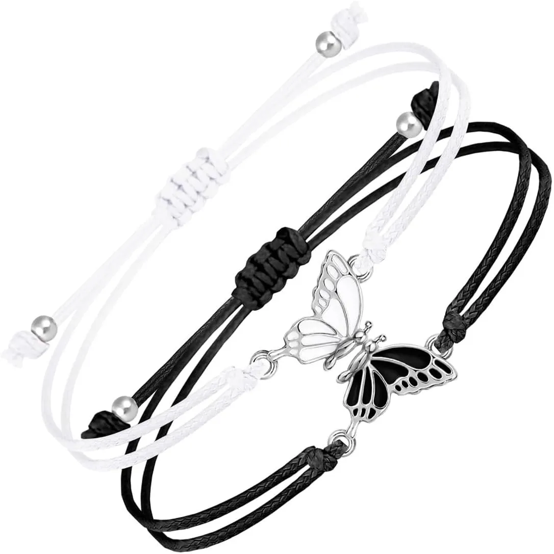 eartif Butterfly friendship bracelets woven polychrome bff bracelets matching long distance stitch couples best friend bracelets friendship gifts for women Couples