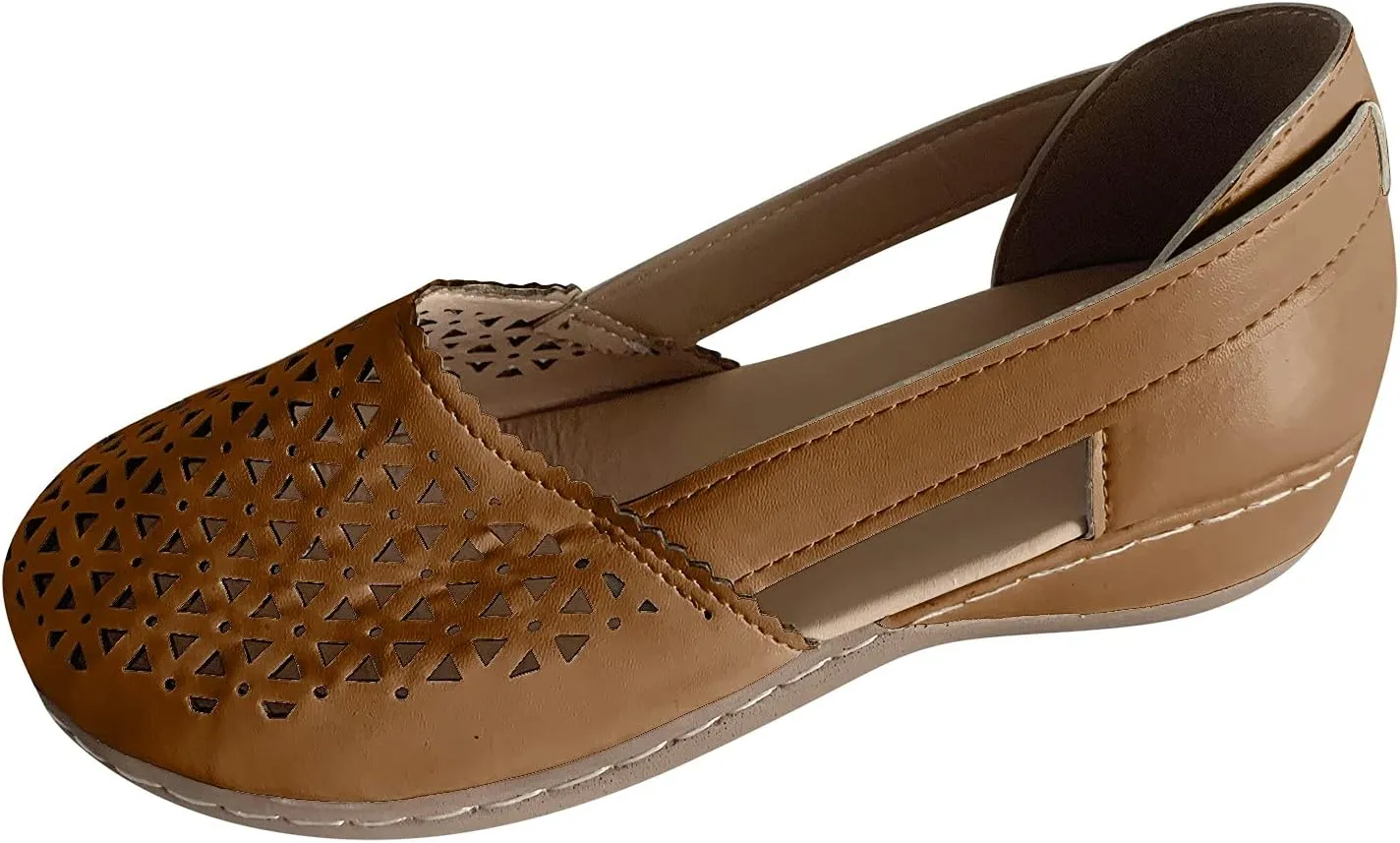 Eduavar Sandals for Women Casual Summer, Wedge Sandals for Women Comfortable Closed Toe Sandals Summer Slip-on Sandals Shoes
