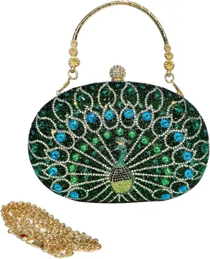 Eiyye Rhinestone Evening Bag Clutch Purse Women Handbag Crossbody for Wedding Party (Green)