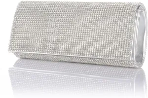 ELEOPTION Women Ladies' Evening Clutch Wedding Purse Handbag for Party Prom (Rectangle-Silver)