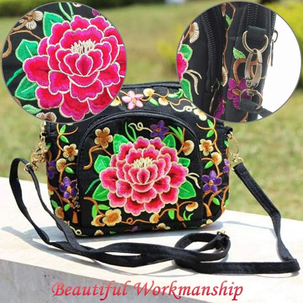 Embroidered Women Floral Handbags Embroidery Purse Vintage Hobo Tote Bag Ethnic Shoulder Bag
