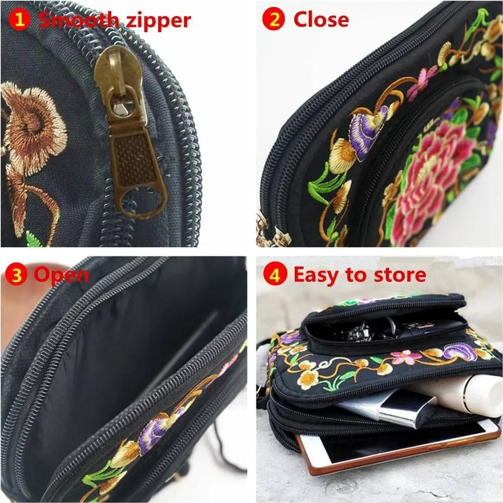 Embroidered Women Floral Handbags Embroidery Purse Vintage Hobo Tote Bag Ethnic Shoulder Bag