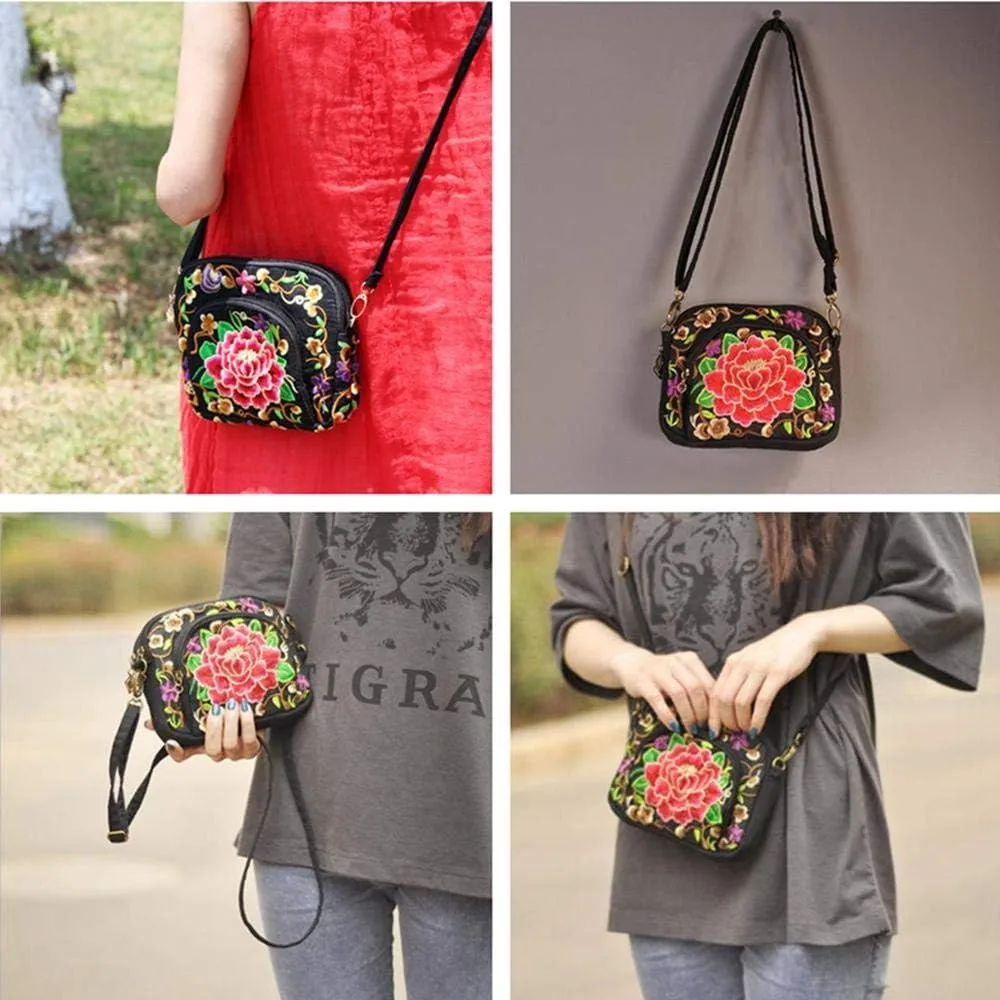 Embroidered Women Floral Handbags Embroidery Purse Vintage Hobo Tote Bag Ethnic Shoulder Bag