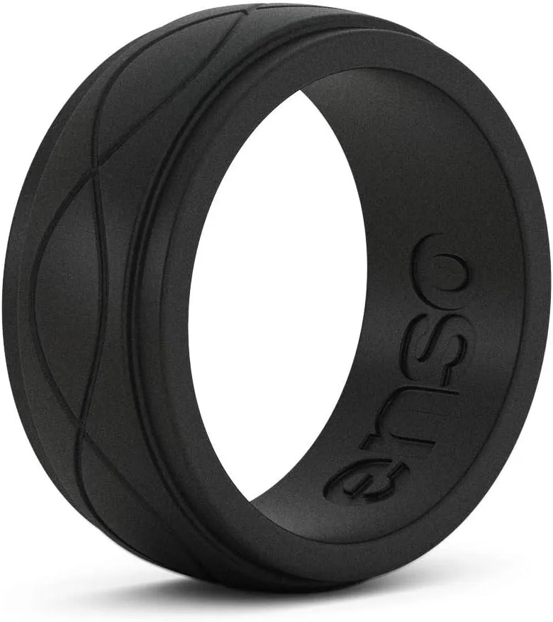 Enso Rings Mens Infinity Silicone Ring  Hypoallergenic Wedding Band for Men  Comfortable Band for Active Lifestyle  9mm Wide, 2.25mm Thick