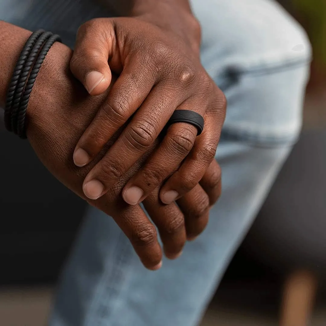 Enso Rings Mens Infinity Silicone Ring  Hypoallergenic Wedding Band for Men  Comfortable Band for Active Lifestyle  9mm Wide, 2.25mm Thick
