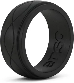 Enso Rings Mens Infinity Silicone Ring  Hypoallergenic Wedding Band for Men  Comfortable Band for Active Lifestyle  9mm Wide, 2.25mm Thick