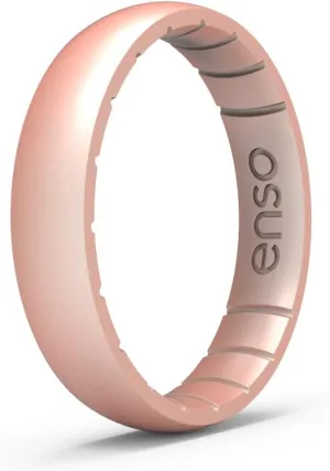 Enso Rings Thin Elements Silicone Ring Infused with Precious Elements  Stackable Wedding Engagement Band  4.3mm Wide, 1.75mm Thick