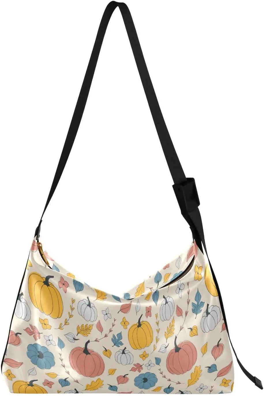 Fall Pumpkins Hobo Crossbody Bags for Women Leather Large Shoulder Bag Cross Body Autumn Pattern Trendy Womens Tote Bags Handbag for Travel Shopping
