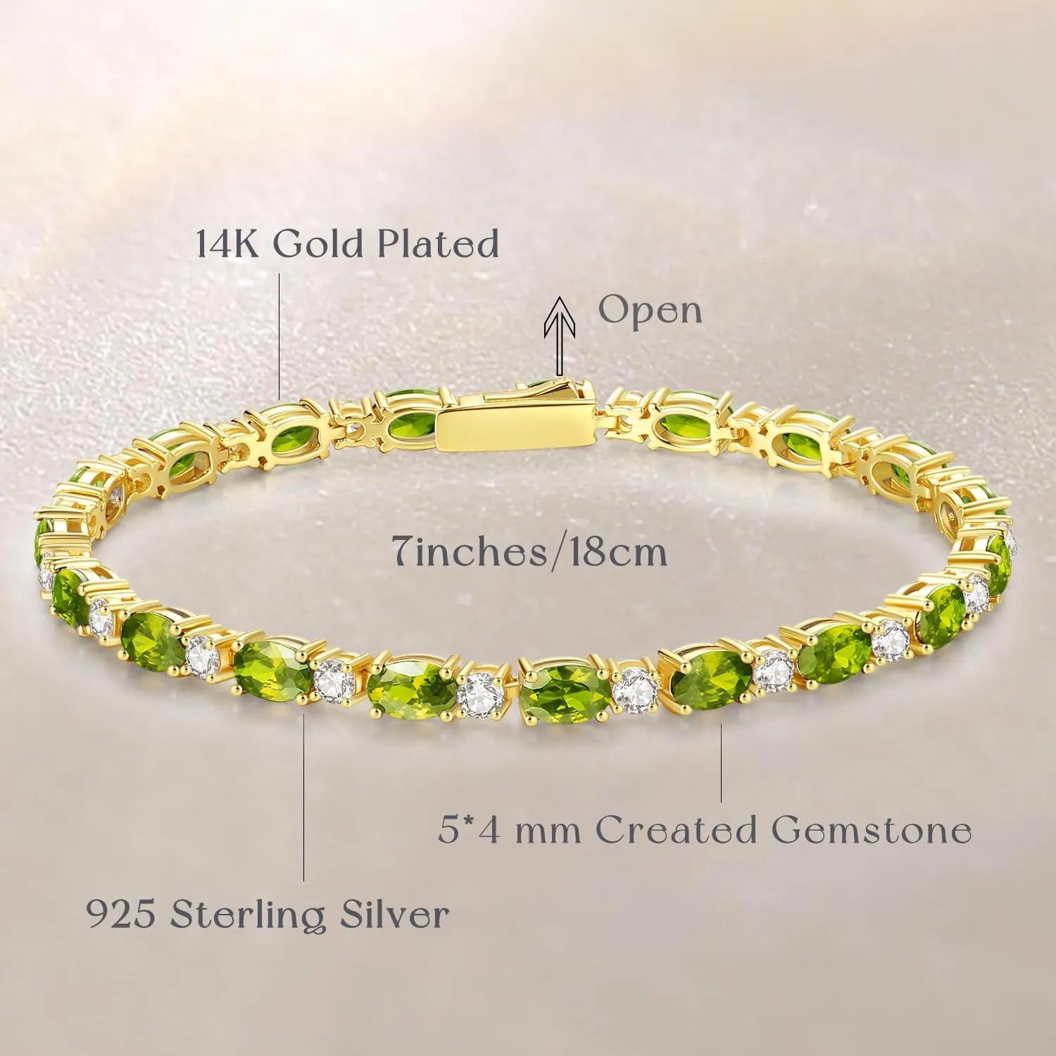 FANCIME 14K Gold Plated Birthstone Bracelets 4mm Sterling Silver Tennis Bracelets Gold Bracelets Mother's Day Birthday Jewelry Gifts for Women 7"
