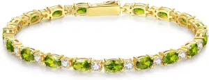 FANCIME 14K Gold Plated Birthstone Bracelets 4mm Sterling Silver Tennis Bracelets Gold Bracelets Mother's Day Birthday Jewelry Gifts for Women 7"