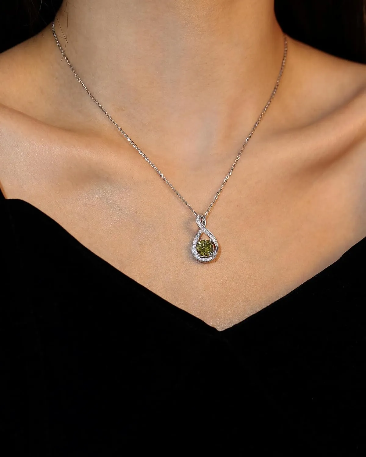 FANCIME Birthstone Necklaces for Women Fine Jewelry Sterling Silver Infinity Pendant Anniversary Birthday Gifts for Her Women Wife Mom Lady Daughter, Chain 16" 2" Extend