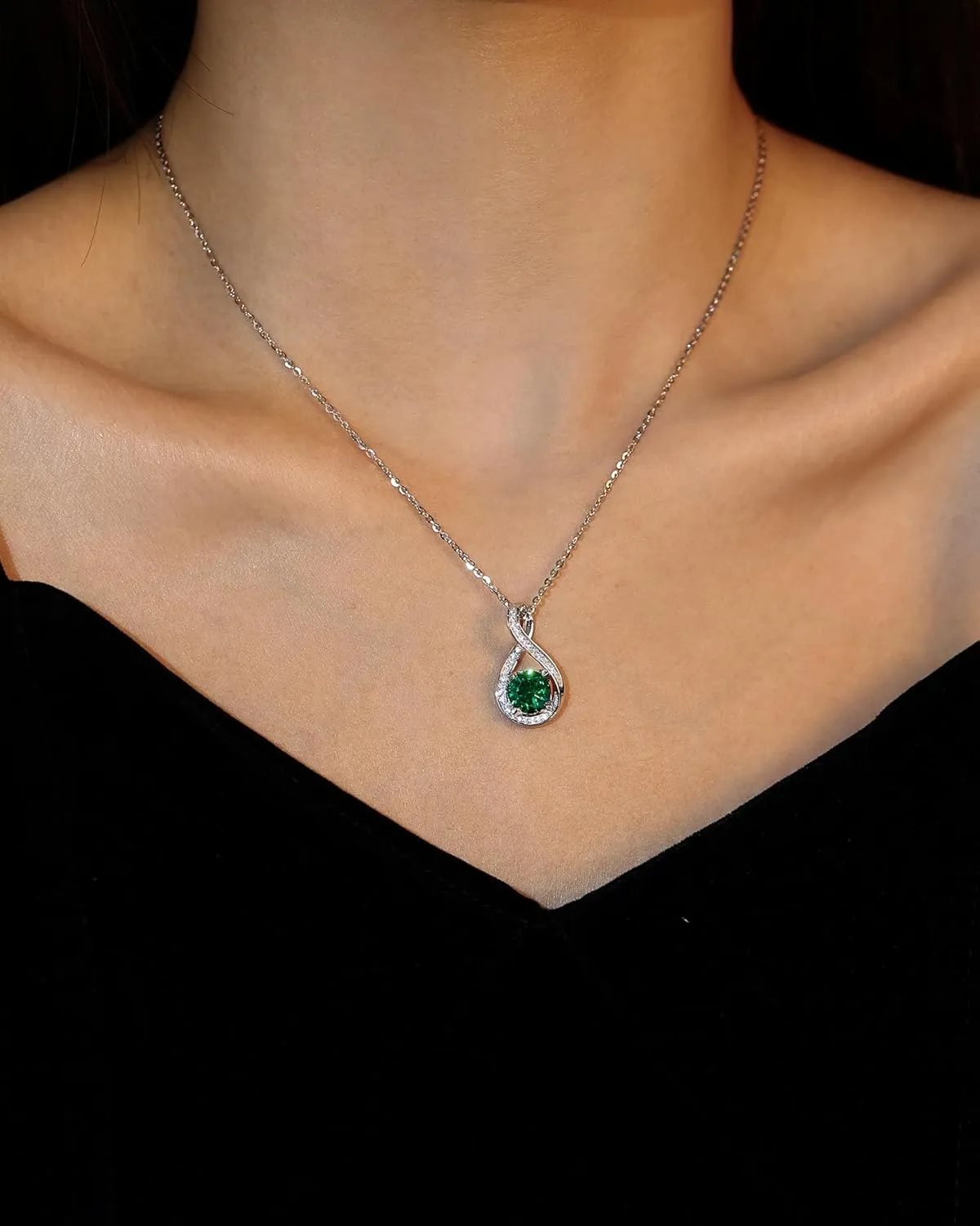 FANCIME Birthstone Necklaces for Women Fine Jewelry Sterling Silver Infinity Pendant Anniversary Birthday Gifts for Her Women Wife Mom Lady Daughter, Chain 16" 2" Extend