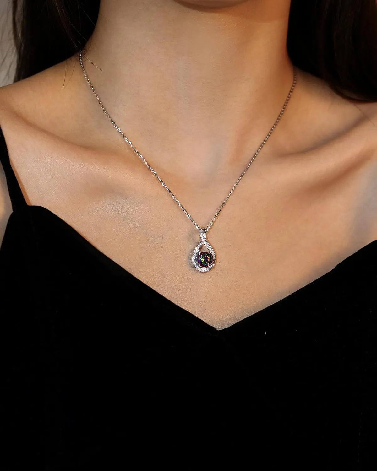FANCIME Birthstone Necklaces for Women Fine Jewelry Sterling Silver Infinity Pendant Anniversary Birthday Gifts for Her Women Wife Mom Lady Daughter, Chain 16" 2" Extend
