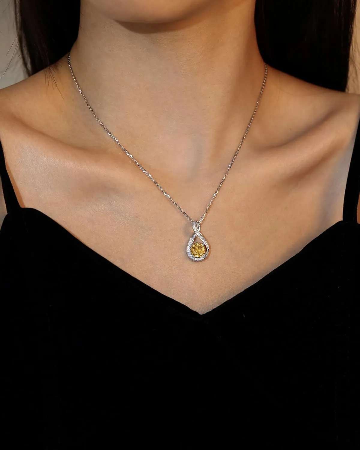 FANCIME Birthstone Necklaces for Women Fine Jewelry Sterling Silver Infinity Pendant Anniversary Birthday Gifts for Her Women Wife Mom Lady Daughter, Chain 16" 2" Extend
