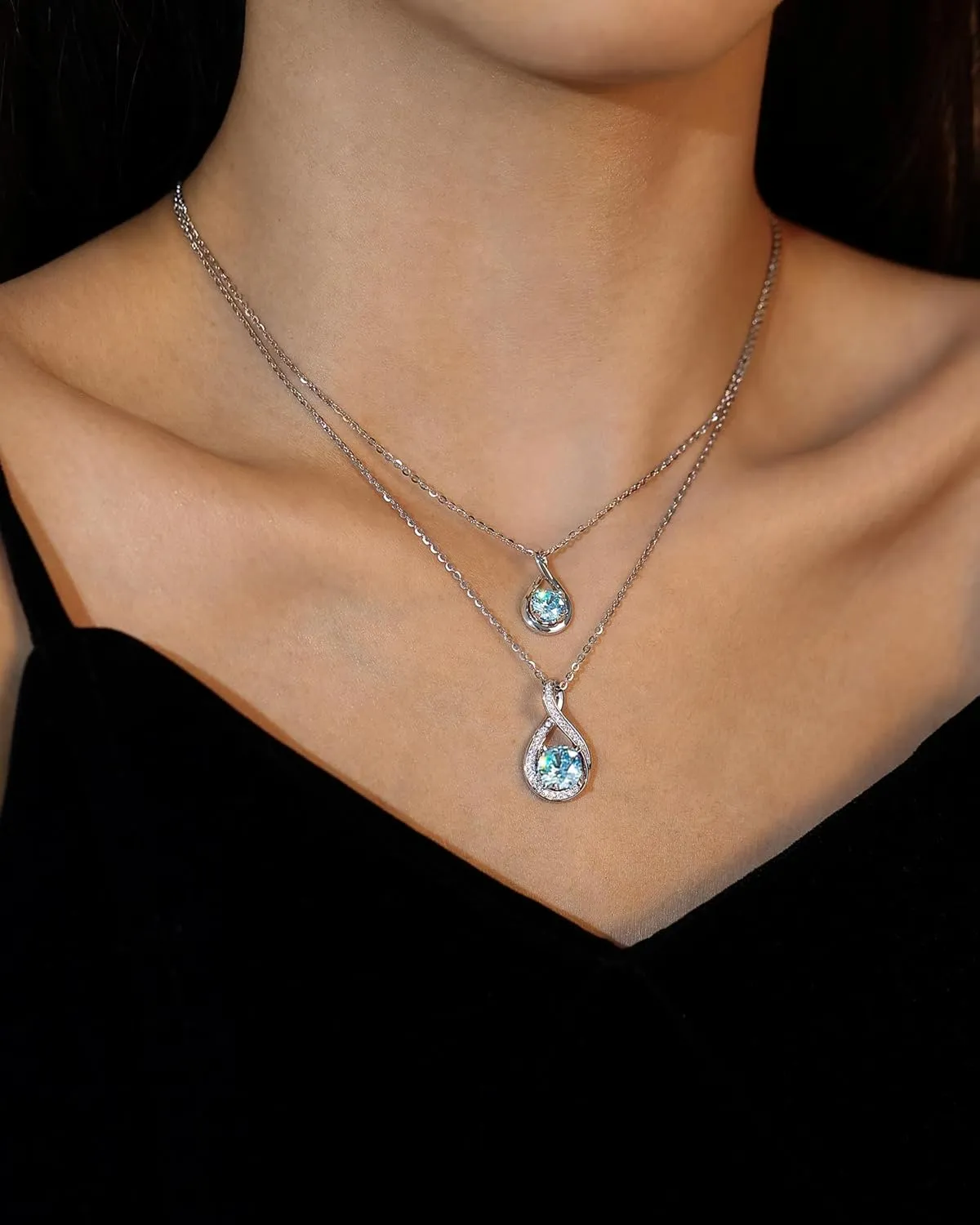 FANCIME Birthstone Necklaces for Women Fine Jewelry Sterling Silver Infinity Pendant Anniversary Birthday Gifts for Her Women Wife Mom Lady Daughter, Chain 16" 2" Extend