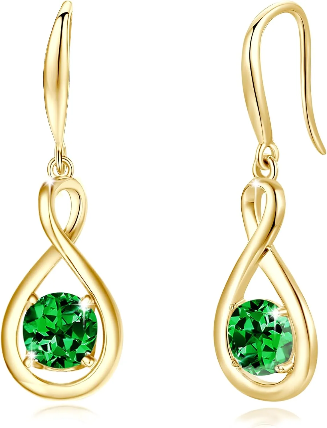 FANCIME Dangle Drop Earrings 925 Sterling Silver Dainty Infinity Round Gemstone Birthstone Jewelry Birthday Gifts for Her Women