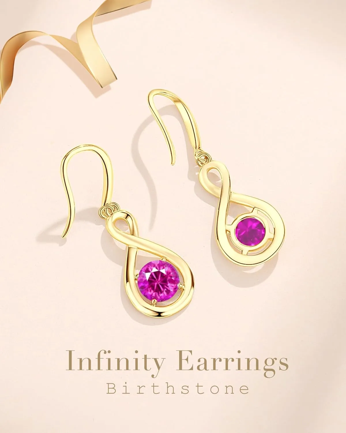 FANCIME Dangle Drop Earrings 925 Sterling Silver Dainty Infinity Round Gemstone Birthstone Jewelry Birthday Gifts for Her Women