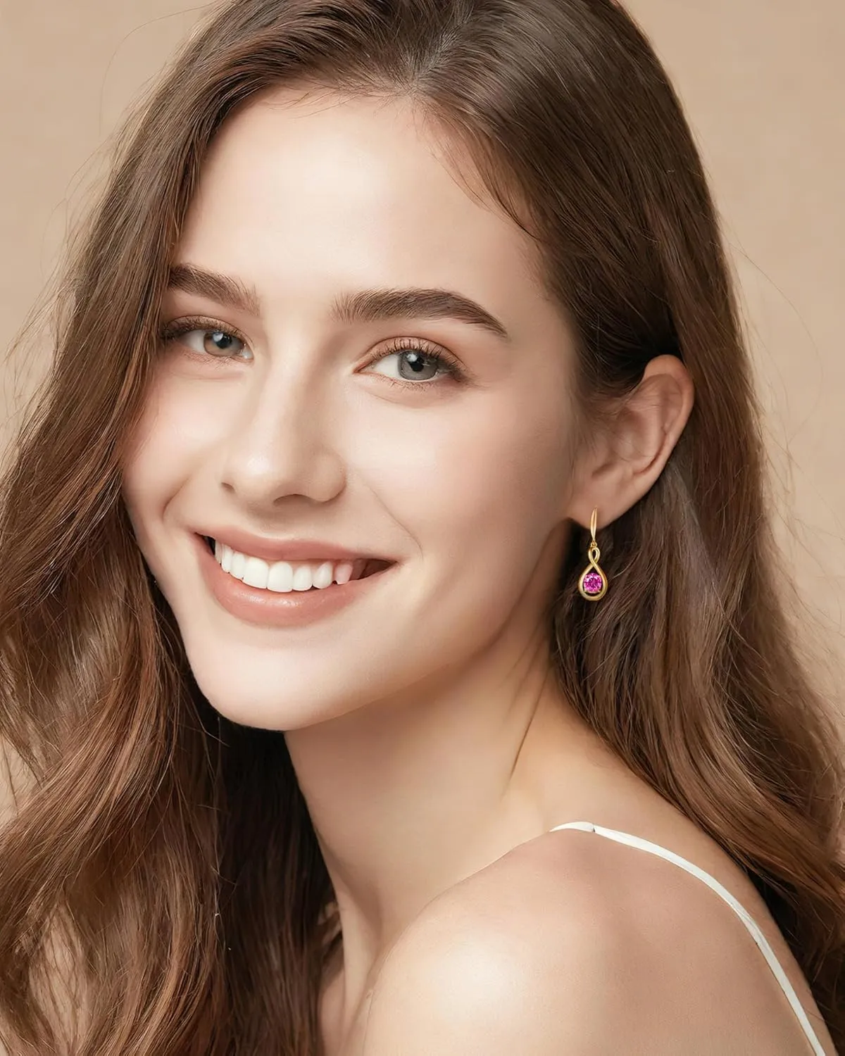FANCIME Dangle Drop Earrings 925 Sterling Silver Dainty Infinity Round Gemstone Birthstone Jewelry Birthday Gifts for Her Women