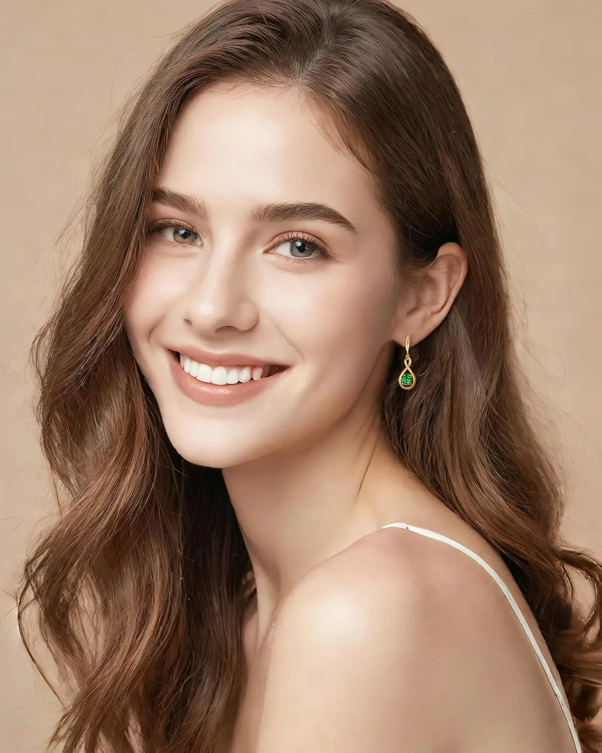 FANCIME Dangle Drop Earrings 925 Sterling Silver Dainty Infinity Round Gemstone Birthstone Jewelry Birthday Gifts for Her Women