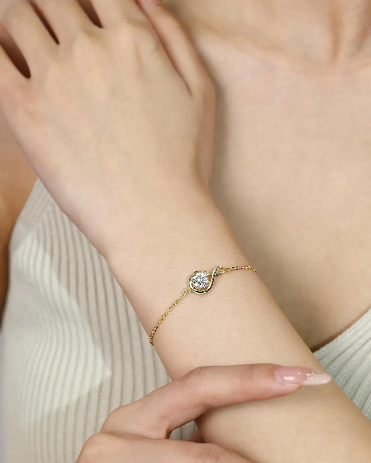 FANCIME Love Bracelet 925 Sterling Silver Infinity Birthstone Bracelets for Women Fine Jewelry Birthday Gifts for Her Mom Wife, Chain Length 6.7" 1.2" Extend
