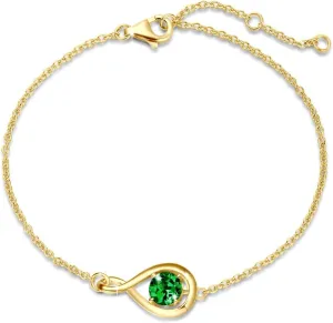 FANCIME Love Bracelet 925 Sterling Silver Infinity Birthstone Bracelets for Women Fine Jewelry Birthday Gifts for Her Mom Wife, Chain Length 6.7" 1.2" Extend