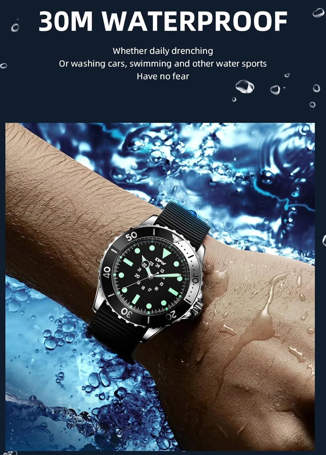 FANMIS Men's Classics Field Watch Military Expedition Sport Luminous Watch Analog Display Rotating Bezel Watch Business Waterproof Watch