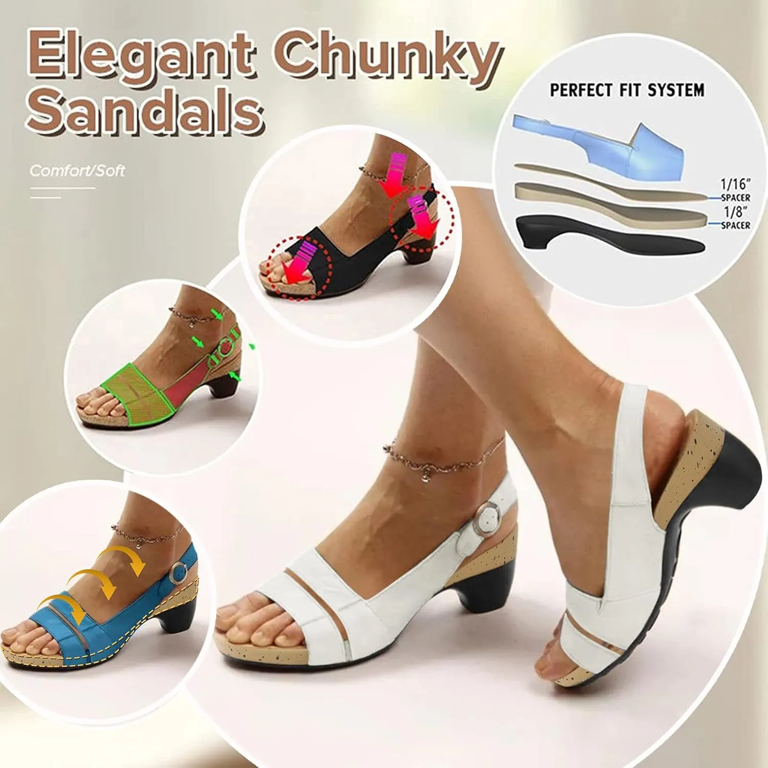 Fanyil Women's Comfy Orthotic Sandals,Fanyil Women's Ultra-Comfy Sandals,Women Dressy Comfortable Wedges Dress Shoes