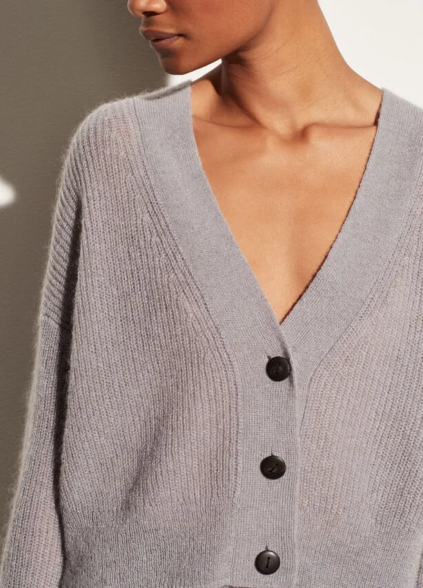 Featherweight Ribbed Cardigan - Stone Grey