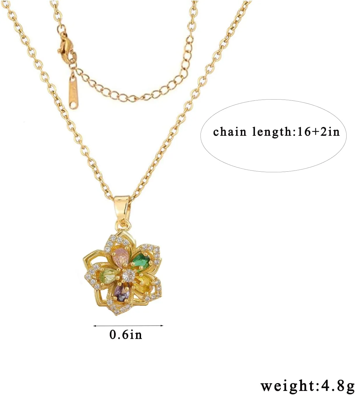 Flower Necklace for Women Dainty Fidget Necklace Rotatable Crystal Blossom Pendant Necklaces Adjustable Spinning Fidget Necklaces Redbud Flower Choker Funny Summer Jewelry