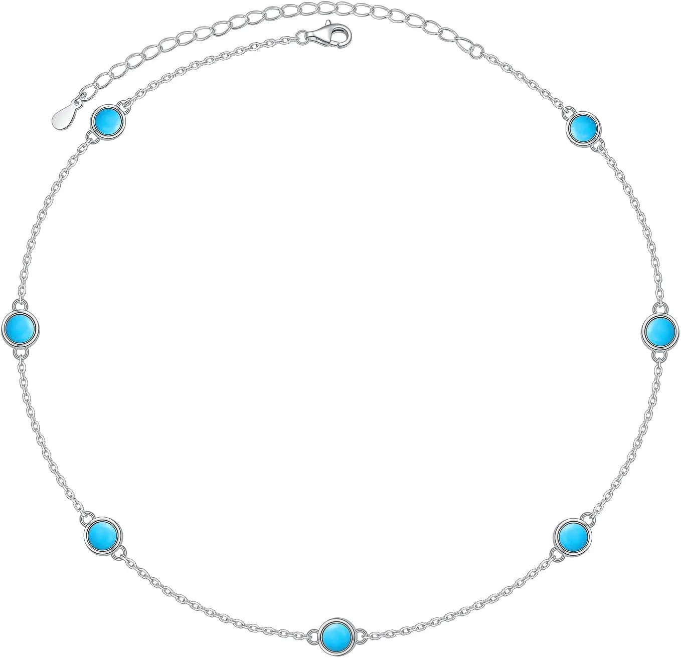 FLYOW S925 Sterling Silver Dainty Butterfly/Moonstone/Turquoise/Agate/Circle Choker Necklace Short Dainty Layered Pendant Necklace Jewelry for Women Girls
