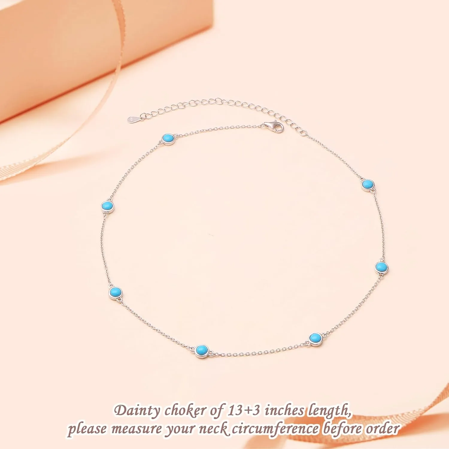 FLYOW S925 Sterling Silver Dainty Butterfly/Moonstone/Turquoise/Agate/Circle Choker Necklace Short Dainty Layered Pendant Necklace Jewelry for Women Girls