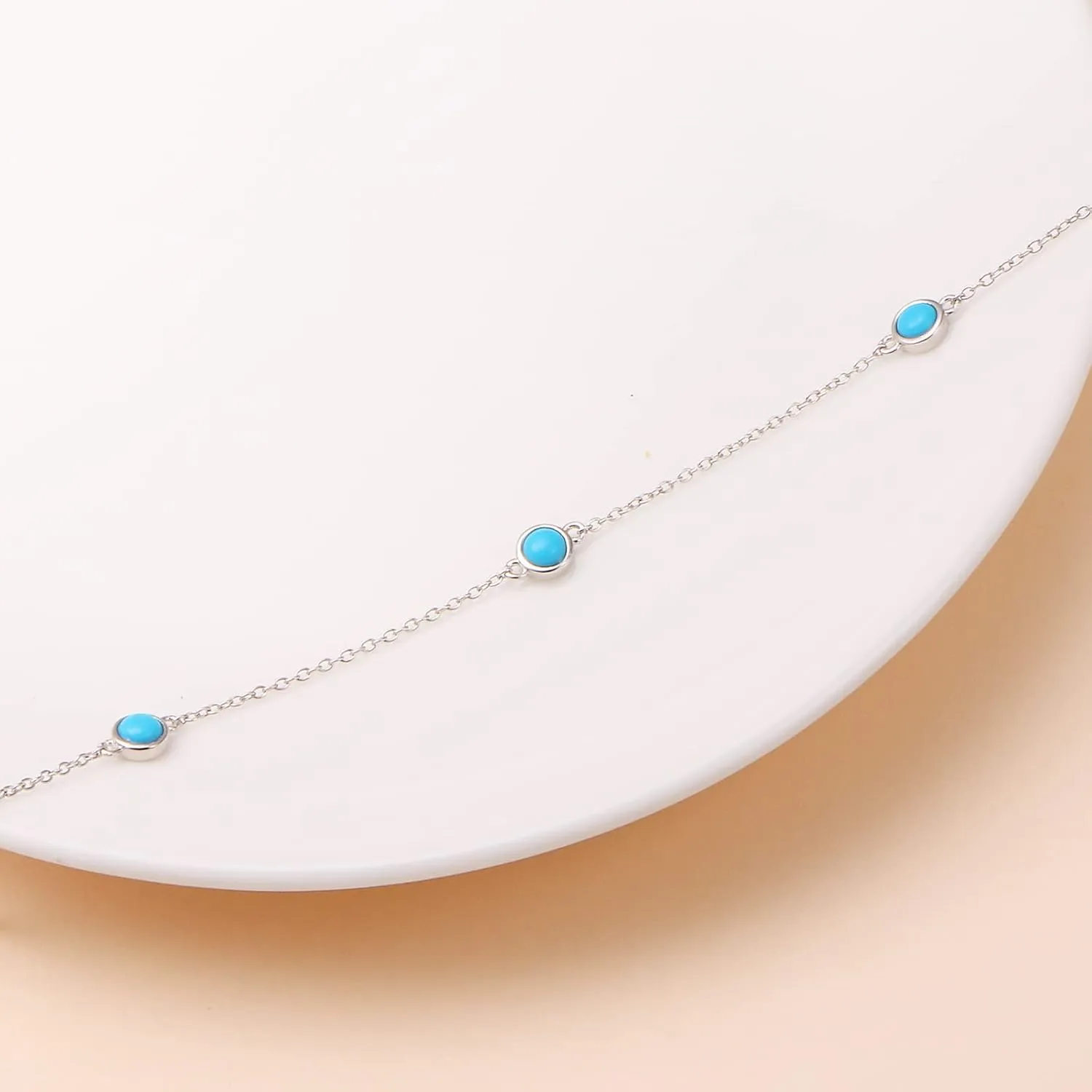 FLYOW S925 Sterling Silver Dainty Butterfly/Moonstone/Turquoise/Agate/Circle Choker Necklace Short Dainty Layered Pendant Necklace Jewelry for Women Girls