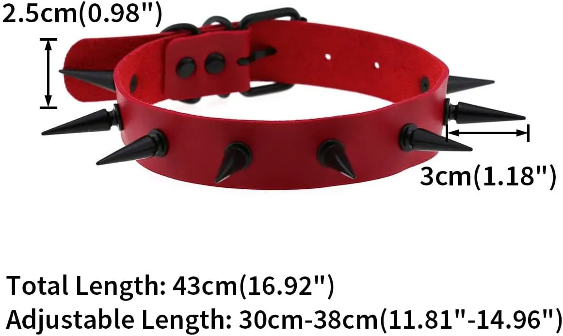 FM FM42 Unisex Multicolor Simulated Leather PU Black-tone/Silver-tone Spikes Rivets Spiked Punk Rock Gothic Choker Collar Necklace