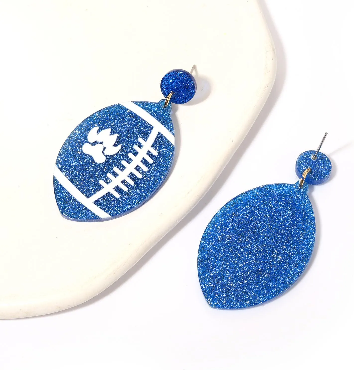 Football Earrings Game Day Acrylic Glitter Football Mom Earrings College School Sports Team Spirit Earrings Cheer Football Mom Gift