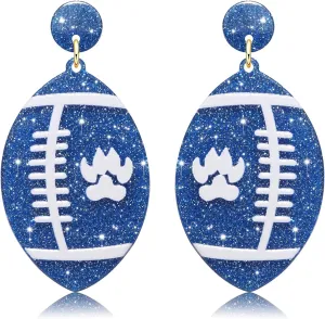 Football Earrings Game Day Acrylic Glitter Football Mom Earrings College School Sports Team Spirit Earrings Cheer Football Mom Gift