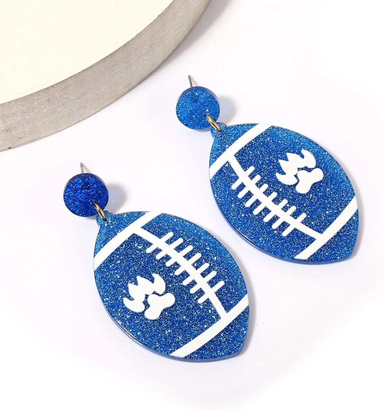Football Earrings Game Day Acrylic Glitter Football Mom Earrings College School Sports Team Spirit Earrings Cheer Football Mom Gift