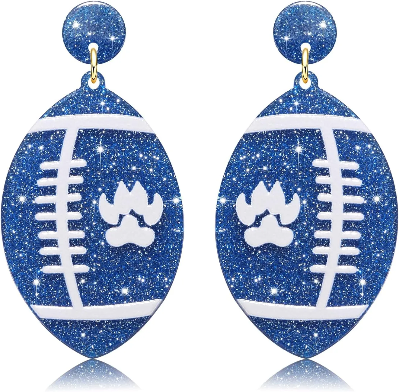 Football Earrings Game Day Acrylic Glitter Football Mom Earrings College School Sports Team Spirit Earrings Cheer Football Mom Gift