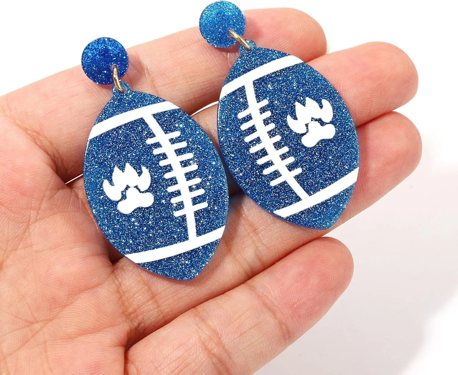 Football Earrings Game Day Acrylic Glitter Football Mom Earrings College School Sports Team Spirit Earrings Cheer Football Mom Gift